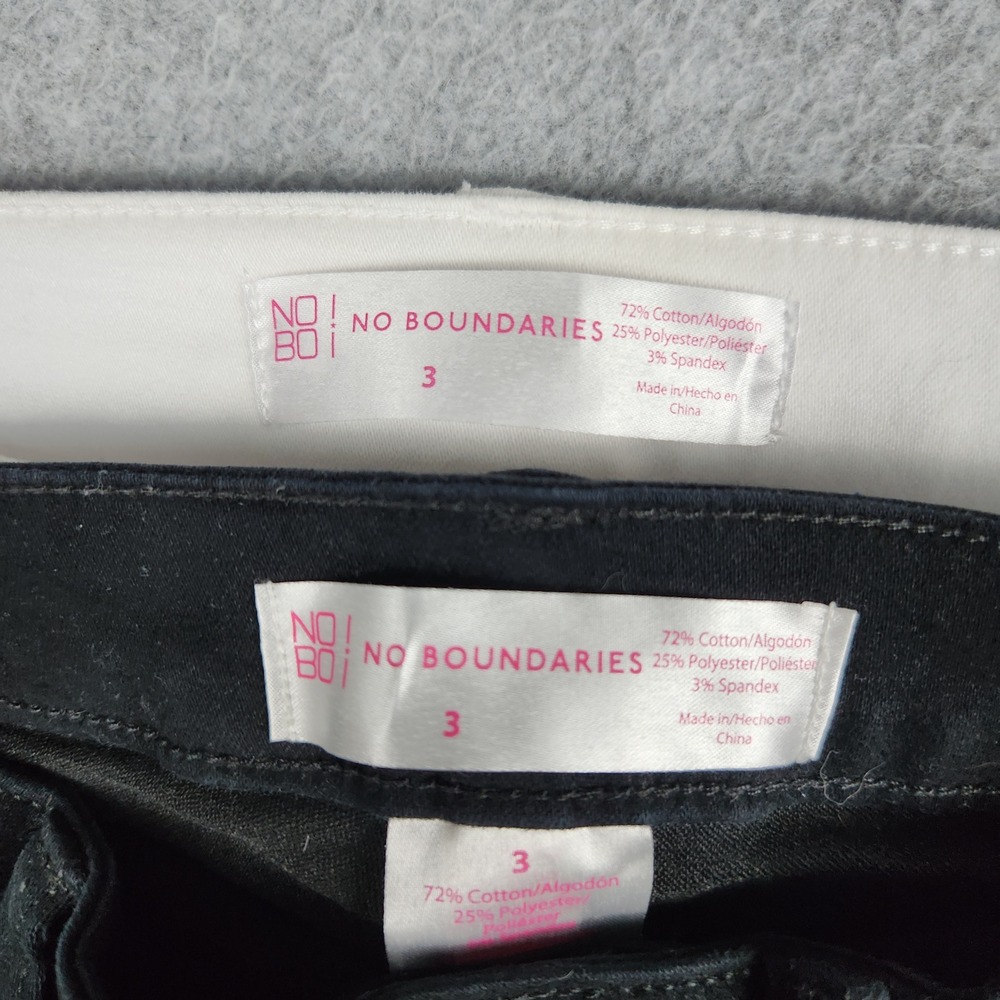 No Boundaries Jeans Girls 3 Black White Skinny Slim Stretch Lot of 2 Pants - Picture 2 of 12